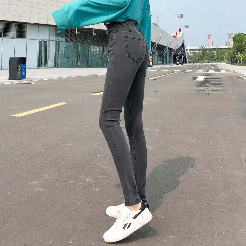 새로운 여성 스트레치 하이 웨스트 클래식 레트로 청바지 레이디 의류 38 40 스키니 팬츠 푸시 업 레깅스 엄마 청바지 펜슬 바지