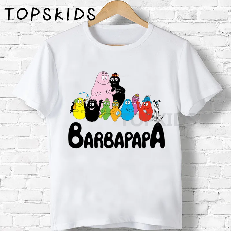 Детские футболки с принтом «Barbapapa» Забавные топы для маленьких мальчиков и девочек, детская летняя футболка с короткими рукавами HKP5162