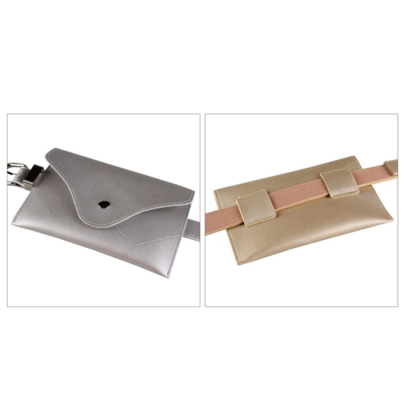 FGGS-2Pcs Женская поясная сумка, поясная сумка из искусственной кожи со съемным ремнем, поясная сумка, модный пояс для девочек, поясная сумка серебристого и золотого цвета