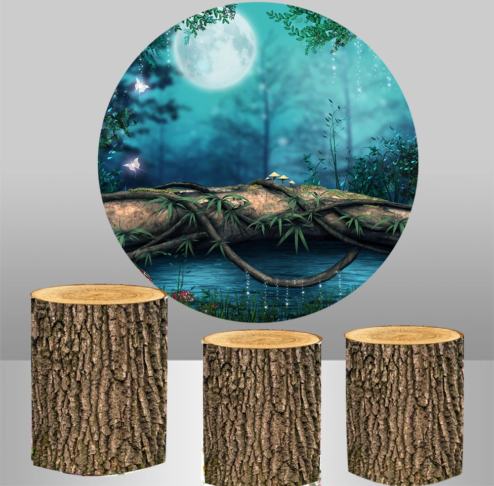 Round circle background baby shower backdrop magic Fantasy Forest moon birthday party decor elastic 3 cylinder covers YY-300 | Электроника
