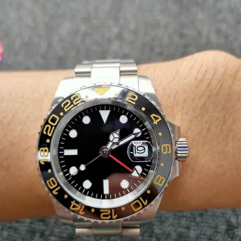 

Design Brand Luxury Men's Watch Automatic Mechanical Watch GMT Stainless Steel Sapphire Waterproof Business Sterile Black Dial 2