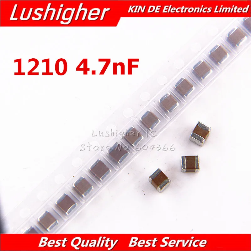 

50 шт. 1210 НФ 472K 250 В X7R 10% SMD многослойный керамический конденсатор с толстой пленкой