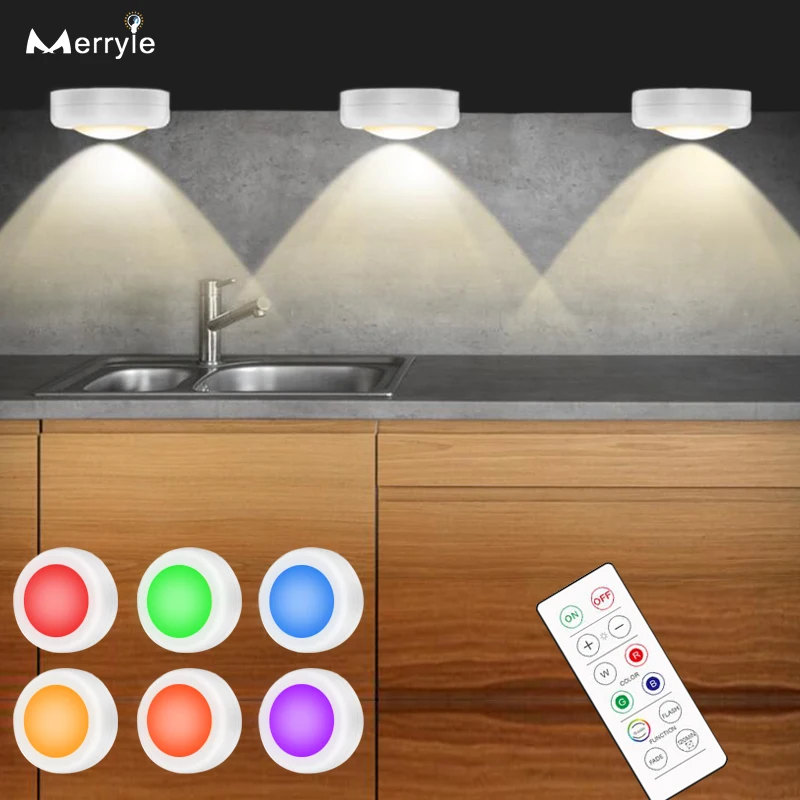 

Remote Control Under Cabinet Lights 16 Colors LED Night Lights Touch Sensor Closet Wall Lamp for Showcase Wardrobe Kitchen