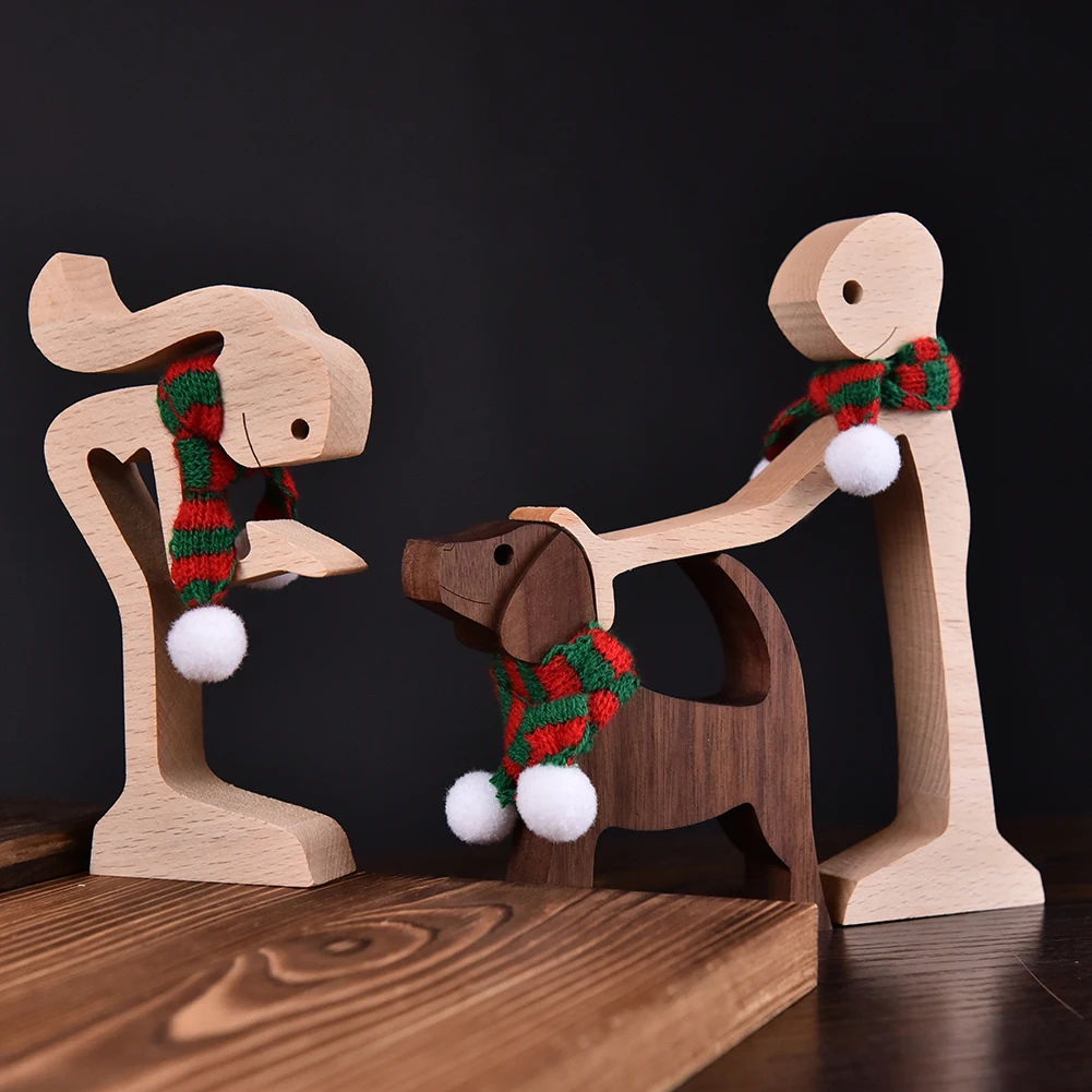 Pet Decorations Craft Wooden Dog Cat Doll Ornaments Carved Model Home Office Ornaments Creative Love Pets Dropshipping