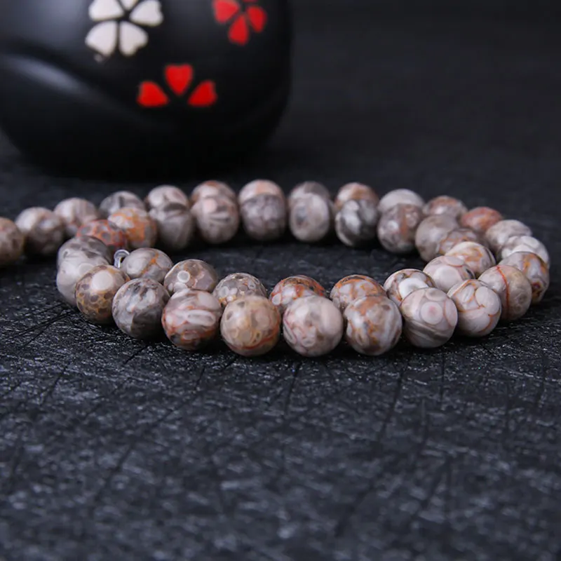 Natural Maifan Stone Red Gray Green Coffee Stone Round Beads For Jewelry Making Strand 15 Inch DIY Accessorries Bracelet Beads