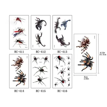 

Halloween 3D Simulation Scorpion Spider Temporary Tattoo Stickers Body Art Prank Environmental Protection Waterproof