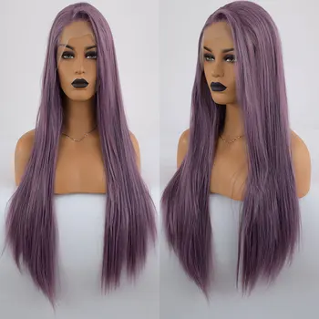 

Bomshell Silky Straight Synthetic 13*3 Lace Front Wigs Mixed Lavender Purple Heat Resistant Fiber Side Parting For Women Wigs