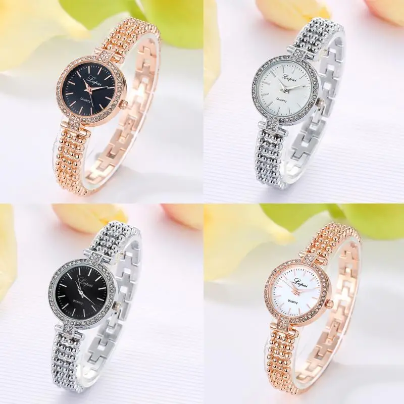 Часы Lvpai женские кварцевые с браслетом из нержавеющей стали блестящие наручные