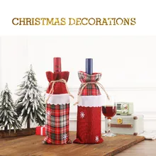Рождественский набор для декора бутылки вина, Санта-Клаус, снеговик, олень, крышка для бутылки, одежда, украшение для кухни, для новогоднего ужина, вечерние, F910