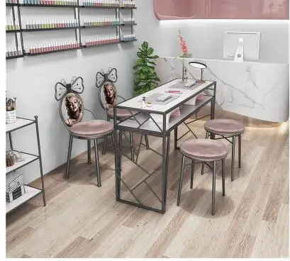 New nail table and chair set net red single double paint ins iron nail table special price economy