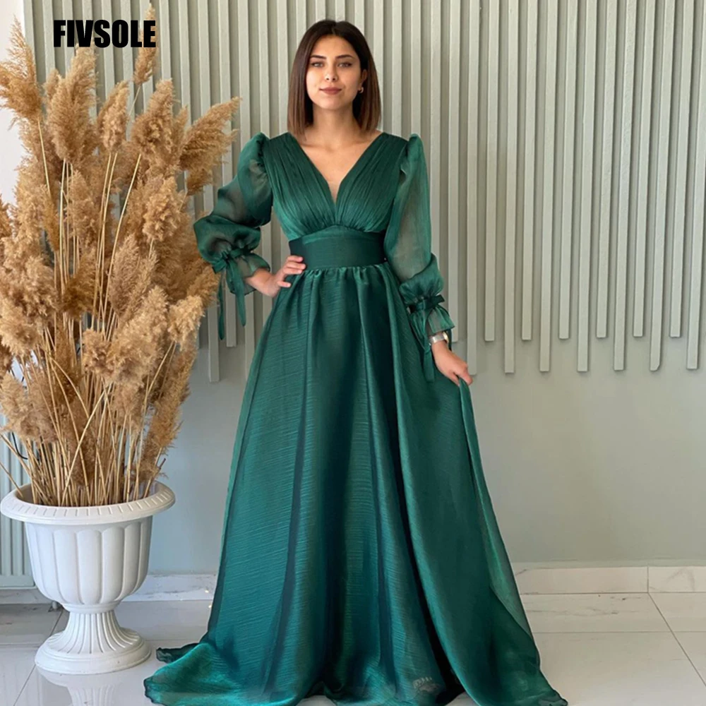 Fivsole 2022 Cap Sleeves Long Evening Dresses A Line Organza Formal Party Prom Gowns Dress Event Vestidos Robes De Soirée
