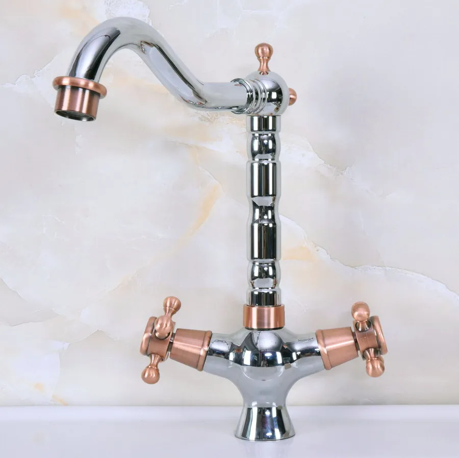 polished-chrome-antique-red-copper-brass-two-handles-one-hole-bathroom-basin-kitchen-sink-swivel-spout-faucet-mixer-tap-mnf903