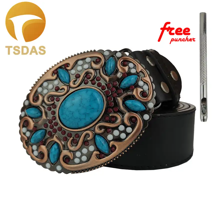 mens western belt buckles with turquoise