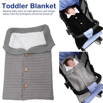 

Sleeping Bags Infant Button Knit Swaddle Wrap Toddler Blanket Baby Winter Warm