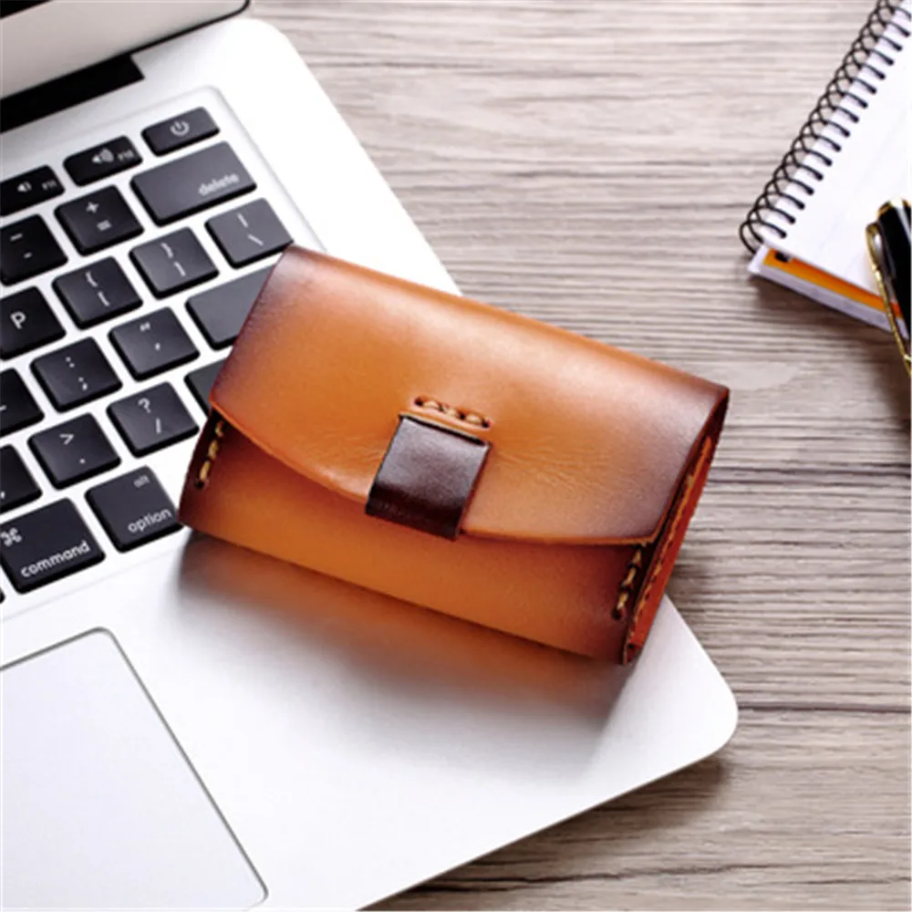 Fashion Vegetable Tanned Leather Wallet Handmade Customized Coin Purse Large Capacity Card Package Purse Bag Wallet Hasp