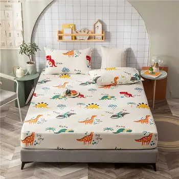 

Bonenjoy 1 pc Mattress Cover 100% Pure Cotton Queen Size juego de sabanas Cartoon Style Sheets on an Elastic Band For Double Bed