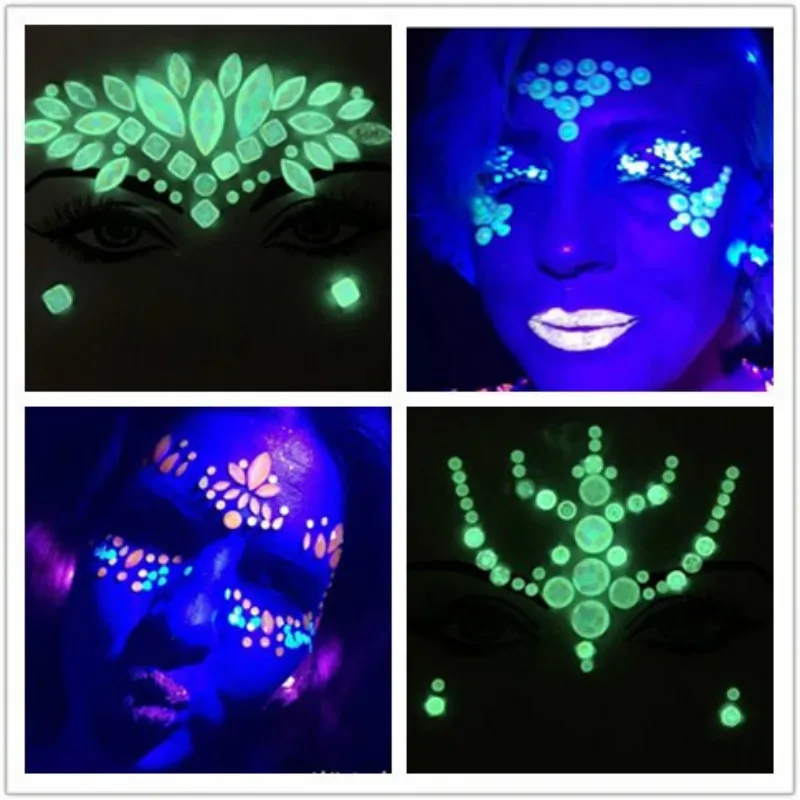 

EDM DIY Face Luminous Stickers Jewels Acrylic Eyebrows Drill Masquerade Music Dance Festival Body Nightclub Night Glow Stickers