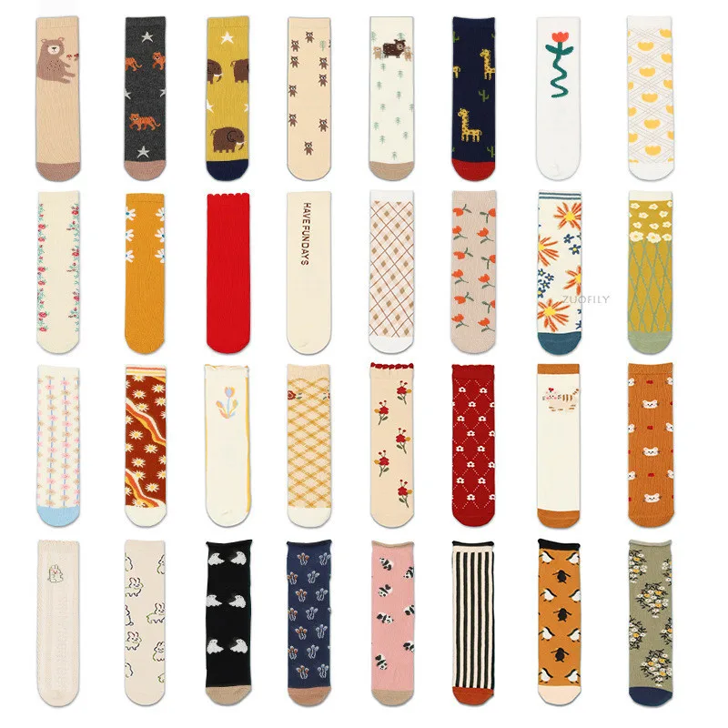 New Infant Baby Girls Boys Soft Cotton Children Socks Kids Knee High Cute Printing Long Sock Candy Color Toddler Newborn Socken | Детская