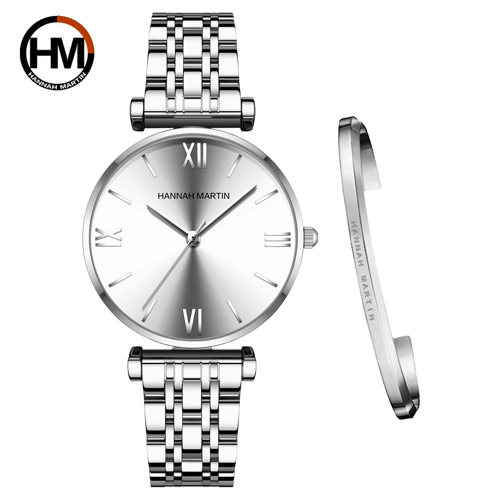 Simple Fashion Stainless Steel Women Watch Rose Gold Elegent Japan Movement Quartz Wristwatch Simple Round Dial Bracelet Watch 