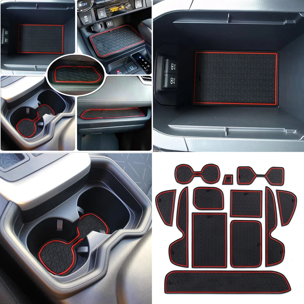 

for Toyota RAV4 2019 2020 Car Interior Side Door Storage Slot Pad Mats Armrest Box Shockproof Anti-dust Mat Accessories 12Pcs