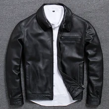 Мужская кожаная куртка, пальто из натуральной кожи, Короткая Повседневная куртка из натуральной воловьей кожи, мужская одежда Chaqueta Cuero Hombre 15005