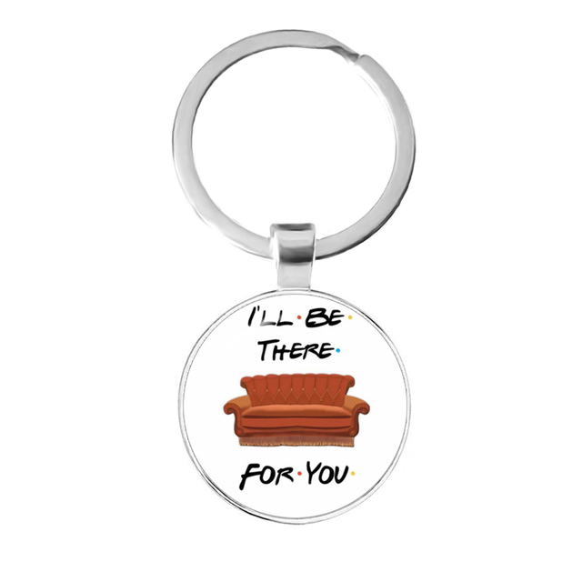 Friends TV Show Pendant Keychain Character Cartoon Fun Pattern 25mm Glass Cabochon Key Ring Keyholder Good Friend Gift