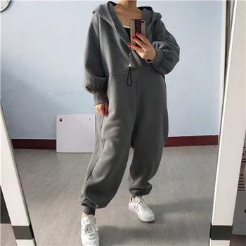 

SuperAen Casual Hooded Jumpsuits Women New 2020 Spring and Autumn Ladies Jumpsuits Solid Color Cotton Women Clothing