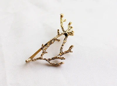Gold-1pc Металлическая заколка для волос в виде цветочной ветки, Золотая, серебряная тиара, заколки для волос для женщин, Винтажная заколка для волос в стиле ретро - Цвет: Gold-1pc