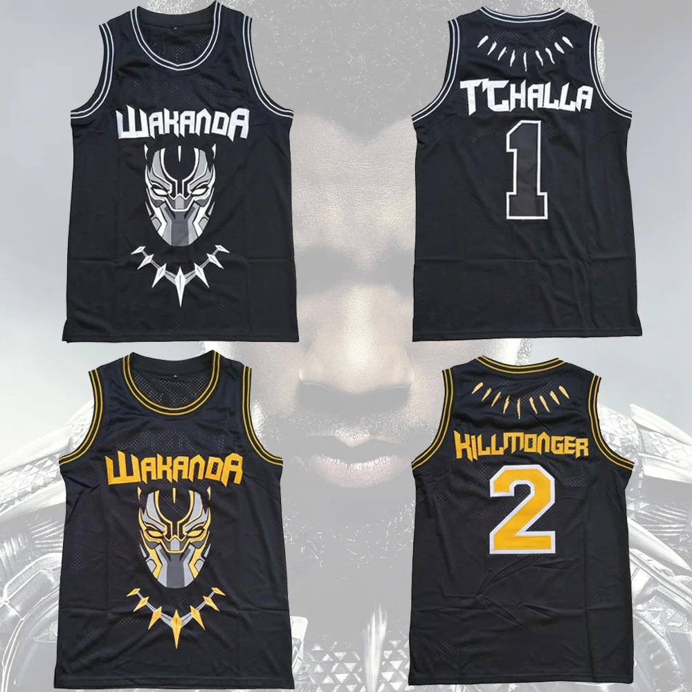  #1 Black Wakanda T'Challa Movie Basketball Jersey Men