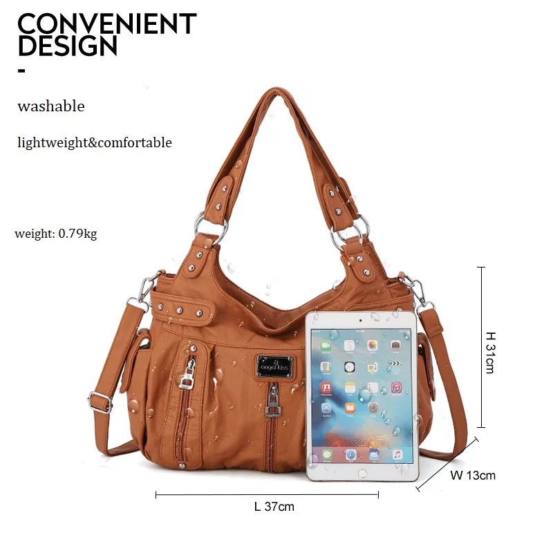 Angelkiss Winter Fashion Shoulder Bag for Women Soft PU Crossbody Handbg Large Capacity Messenger Bag Hobos Big Purse 5