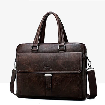 

Men's Briefcase Male Top-Handle Bags Fit 13.3 Inch Office Laptop Pack Leather Large Capacity Tote Bag for Men Dark Brown bags