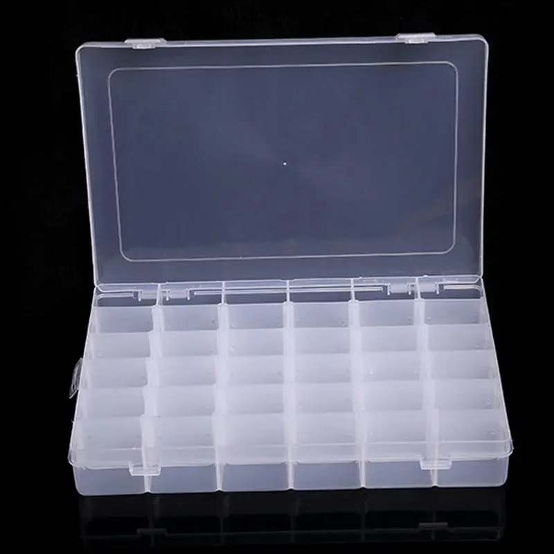 Transparent 10/15/24 Grid Storage Box Organizer Case Cajas Organizadora Storing Plastic Jewelry Beads Pill Screw Organizador | Дом и сад