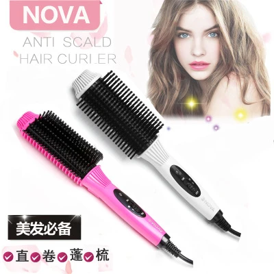

2 in 1 Anion Fast Heat Curler Hair Straightener Electric Hair Comb Brush Straightening Irons Multifunction Salon Curling Tool