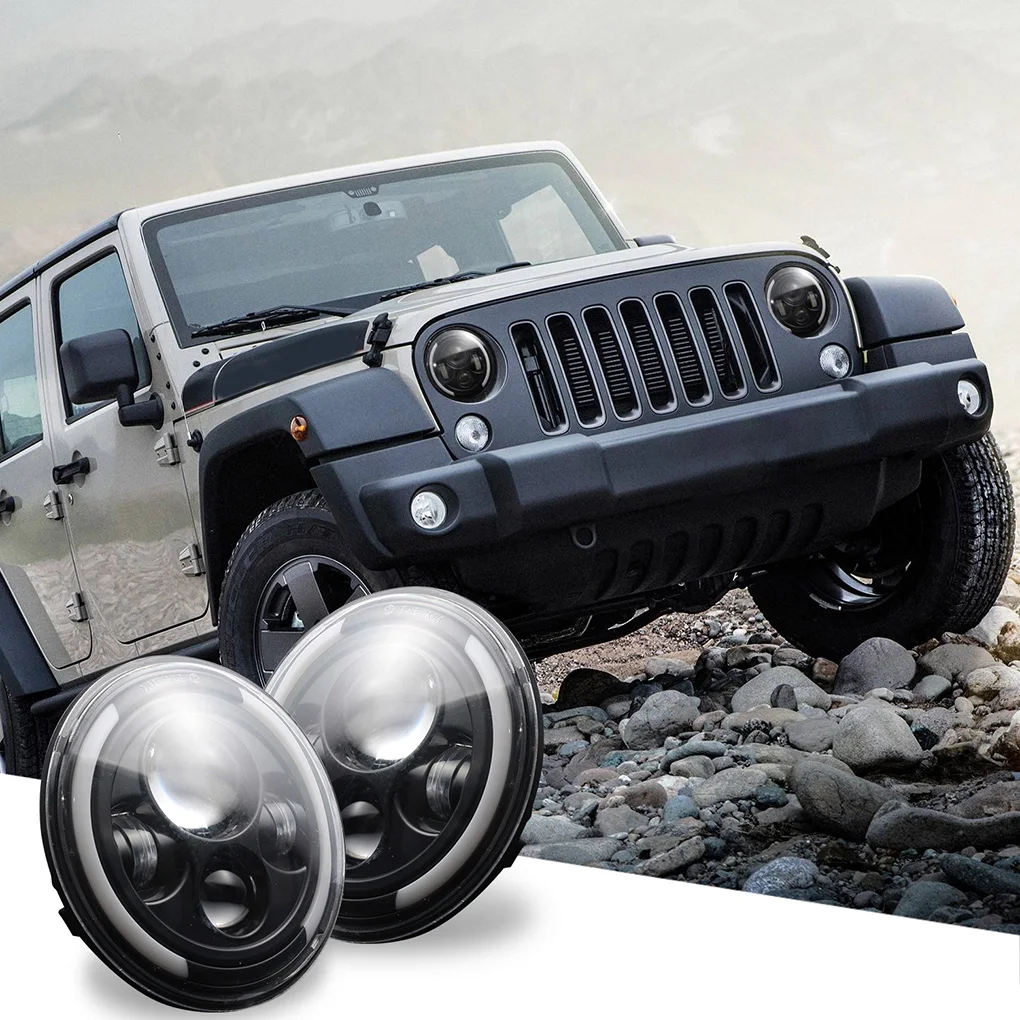 Замена для Jeep Wrangler JK TJ LJ Приглашаем посетить наших заказчиков выставку CJ H4/H13 7 дюймовый круглый светодиодный головной светильник высокий низкий пучок Водонепроницаемый головной светильник