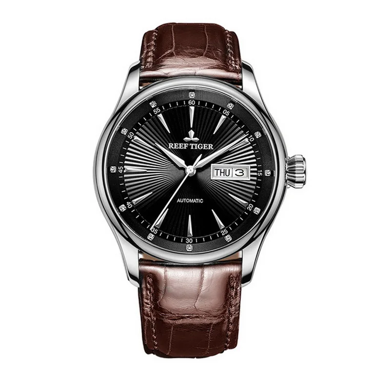 automatic watch p7 Мужские автоматические часы, наручные часы, мужские часы Reef Tiger, Роскошные водонепроницаемые механические наручные часы с кожаным ремешком, мужские часы RGA8232 - Цвет: automatic watch p7