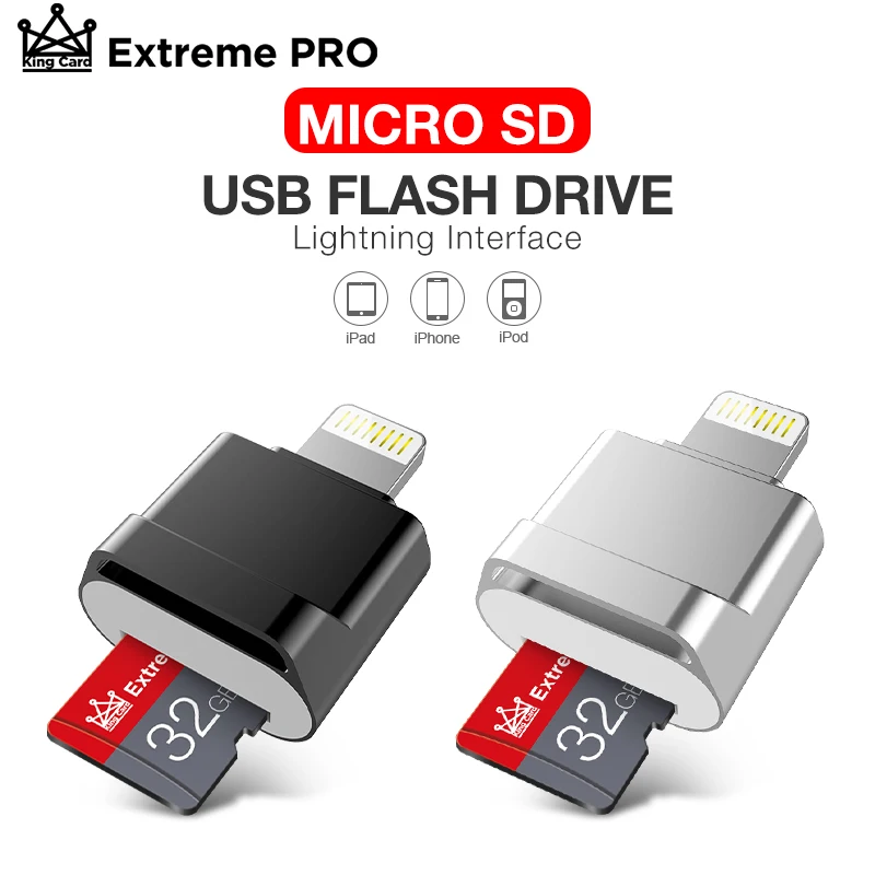 Металлический мини-флеш-накопитель для iPhone Micro SD TF-карта 128 ГБ 256 64 32 16 Otg/Lightning 2 в 1