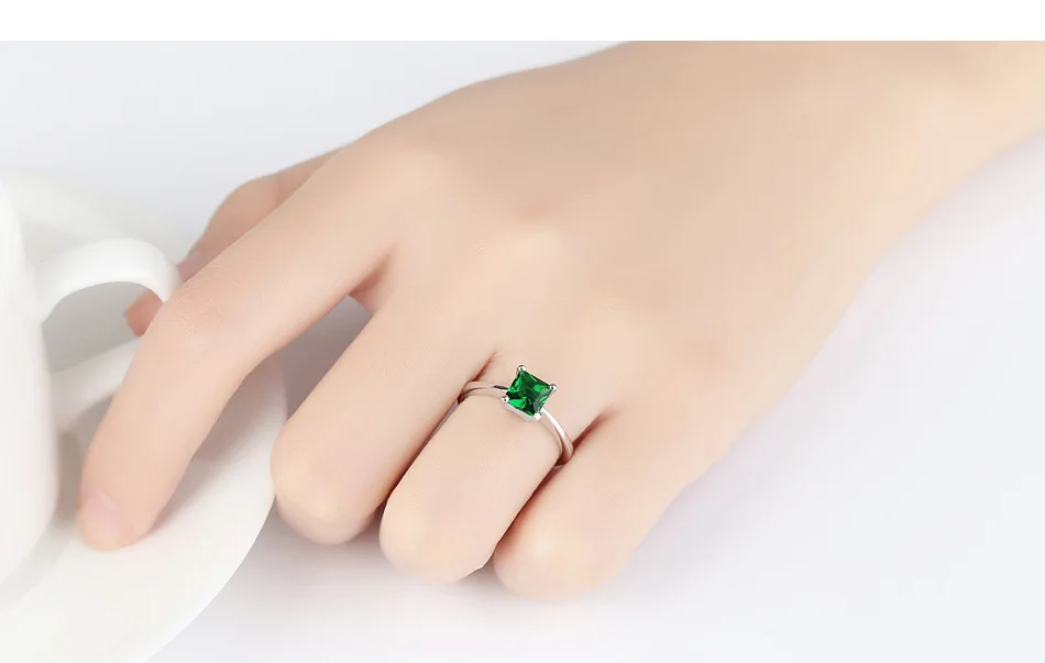 S925 Серебряное кольцо, классическое серебряное кольцо с драгоценным камнем, изумрудно-зеленый цвет, циркониевый драгоценный камень, женские серебряные ювелирные изделия