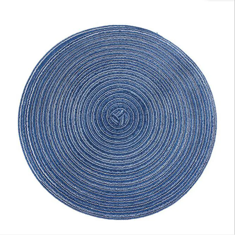 Нордический круглый дизайн, коврик для стола, противоскользящие подставки для напитков, Изолированные чашки для кофе, чая, столовые приборы, льняной коврик, кухонный Декор - Цвет: Blue