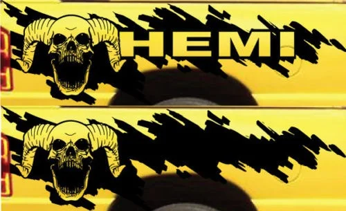 Для 1 комплект 2 шт. HEMI Dodge Ram Splash Grunge логотип черепа виниловая наклейка Графический светоотражающий автомобильный Стайлинг