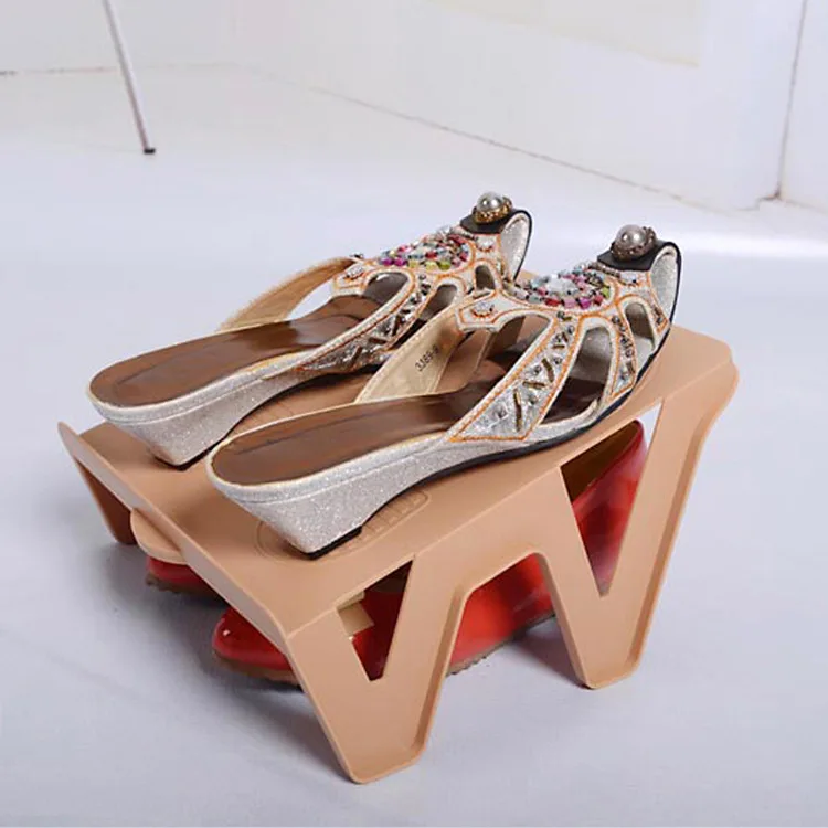 

Japanese Style Simplicity One-piece Shoe Rack Plastic Multi-functional Double Layer Assembly Creative Storage Shoe Rack Sub-Shoe