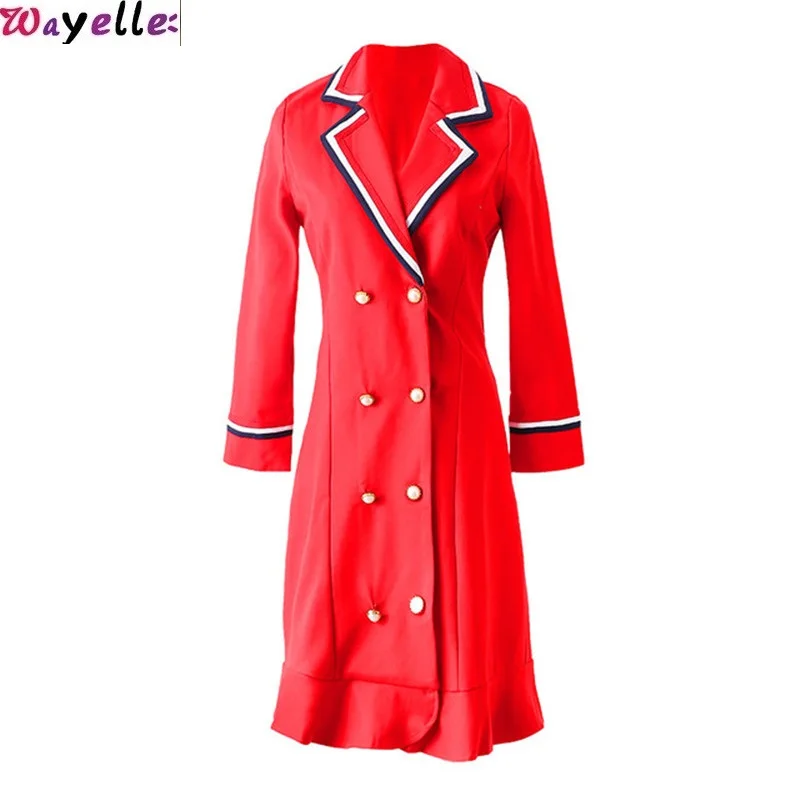 

2019 New Windbreaker long Section Small Coat Girl Line Bandwidth Loose Solid Color Belt Casual Suit Lapel Trench Office Clothes