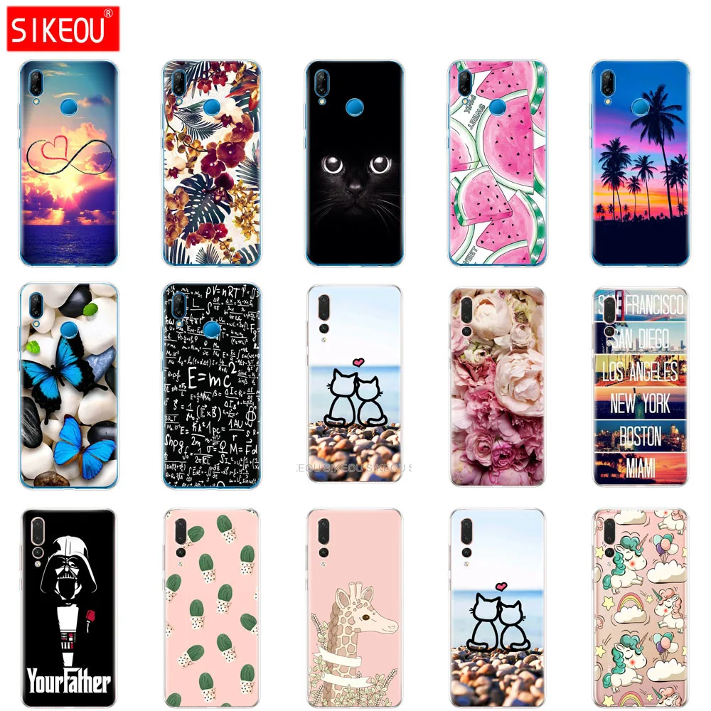 case for huawei P20 LITE case cover for huawei p20 pro case back cover silicon 360 full protective P 20 Lit Coque etui clear cat