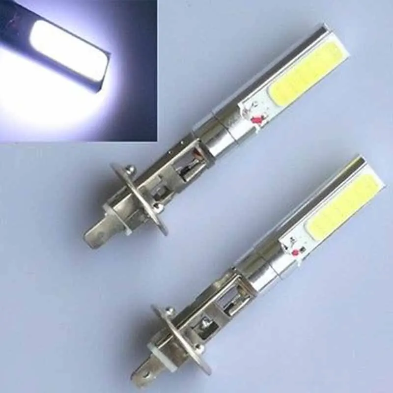 2pcs/lot DC 12V H1 COB LED Car Fog Light Headlight DRL Daytime Running Light Replacement Bulb Super Bright White Lighting Lamp