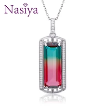 Nasiya Created Tourmaline Pendant Necklaces For Women Fashion 925 Silver Brand Jewelry Wedding Engagement Party Dropshipping