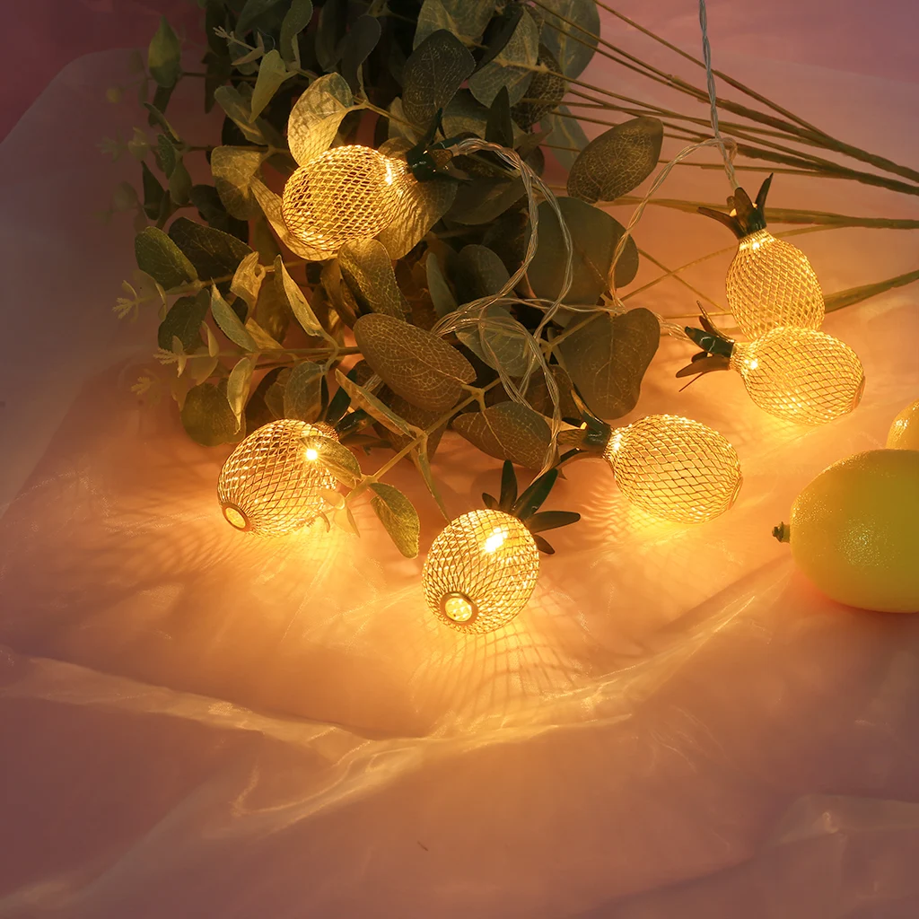 Декоративная светящаяся гирлянда из металла Форма ананаса USB источник питания 10LED Дом Сад вечерние Рождество День атмосферная гирлянда