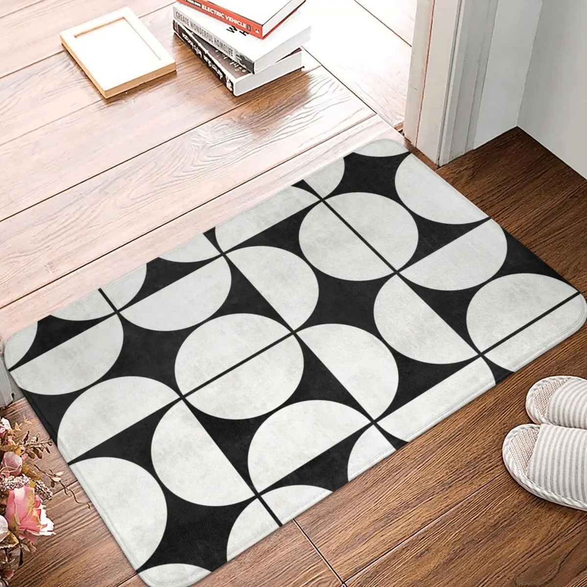 Mid-Century Modern Black And White Concrete Doormat Carpet Mat Rug Polyester Non-Slip Floor Decor Bath Bathroom Kitchen 40*60 | Дом и сад