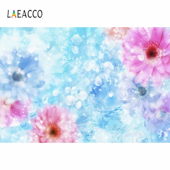 

Laeacco Dreamy Flowers Painting Ice Light Blue Pink Photo Background Decor Portrait Vinyl Photophone Photography Backdrop Studio