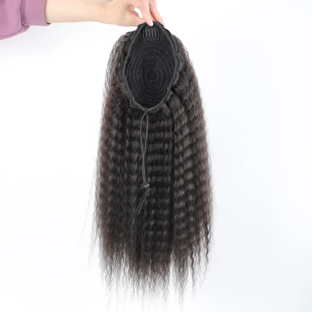 Fake synthetic drawstring ponytail elastic hair extension for women kinky curly ponytail synthetic hair high puff