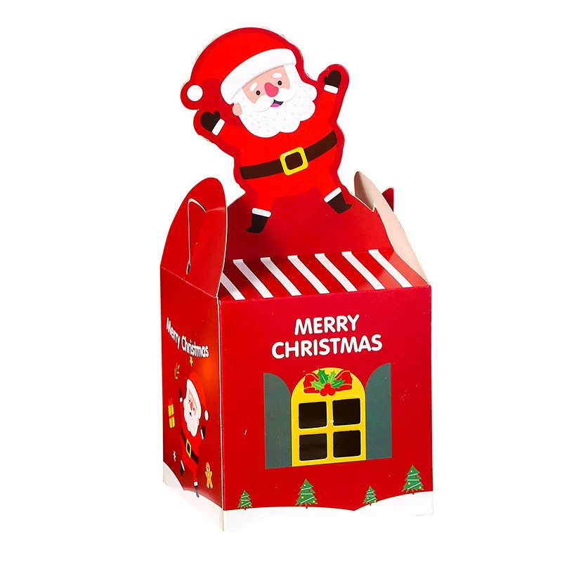 

30/50/100pcs Santa Cookie Portable Packaging Box Birthday Party Decoration Boxes for New Year Gifts Merry Christmas Supplies