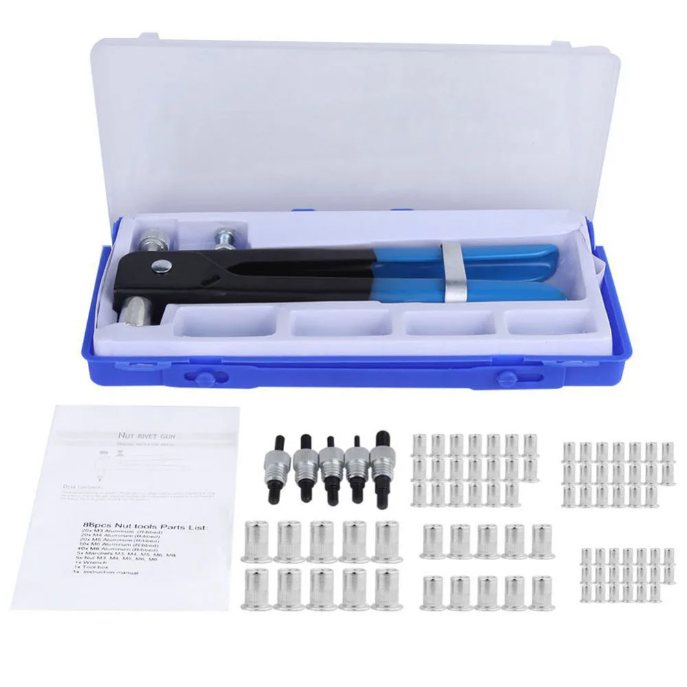 

86pcs Strength Hand Multipurpose Insert Threaded M3-M8 Nutsert With Box Heavy Duty Repair Tools Rivet Nut Kit Universal Non-Slip